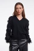 Sweater with Detailed Sleeve - Black