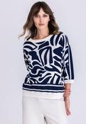 Print Sweater - Blue and White