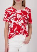 Palm Print Top - Coral Red Pattern image