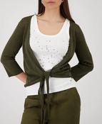 Knitted cardigan with lurex - Olive