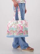 Floral Shopper Bag - Champagne Beige Pattern