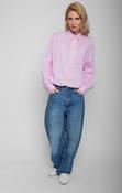 Button collared Blouse - Pink and White