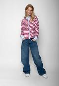 Geometric Print Blouse - Pink and White image