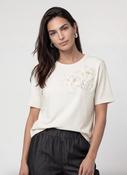 T-shirt with Floral Detail - Antique White image