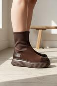 Chunky Sock Ankle Boots - Brown image
