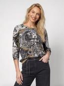 Emblem 3/4 Sleeve Sweater - Black Pattern image