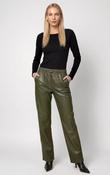 Wide leg Leather Look Pant - Olive image