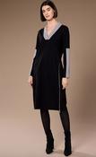 Two Tone V Neck Dress - Silver and Black image
