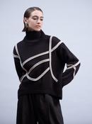 High Neck knit Sweater - Black image