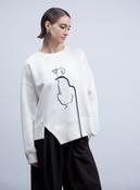 Sweater with Dog Image - White