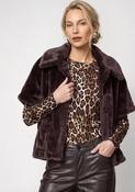 Faux Fur Cape Jacket - Black Coffee image