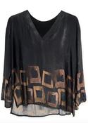 Blurred Square Print Top - Black image