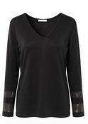 Broken Mesh Sleeve Top - Black