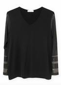 Diamonte Mesh Sleeve Top - Black