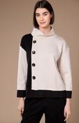 Two Tone Button Top - Ecru and Black