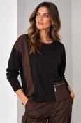 Top With Zip Contrast Pocket - Chocolate and Black image