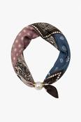 Paisley Pearl-Ring Skinny Scarf - Blue image