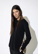 Pleated Back Leopard Sweater - Black
