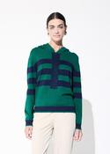 Striped Hooded Sweater - Green and Blue image
