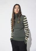 Military Style Striped Sweater - Khaki image