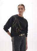 Leopard Sweater with Golden Crystals - Black