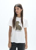 Sequin Leopard T-shirt - White image