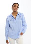 Poplin Blouse - Blue and White