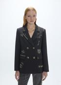 Studded Blazer with Images - Black