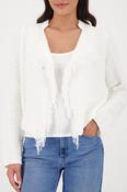 Jacket Cardigan with Fringe - Off White