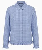 Frill Hem Blouse - Blue and White