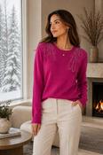 Rhinestone Pattern Sweater - Fuchsia