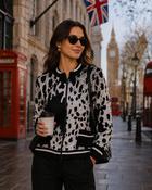 Animal Print Knit Jacket - Ivory and Black image