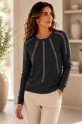 Diamonte Stripe Sweater - Black