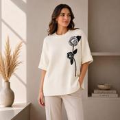 Cornelli Flower Sweater - Cream and Black image