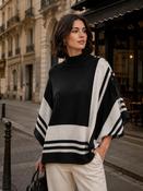 Knit with Shoulder Button Detail - Black and White