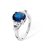 Sterling Silver Sapphire Cubic Zirconia Ring image