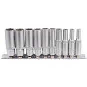 1/4″ Sq. Dr. Metric Deep socket on Metal Rail (10 Piece) image