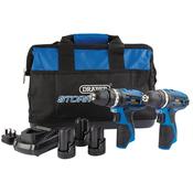Draper Storm Force® 10.8V Power Interchange Combi Drill and Rotary Drill Twin Kit (+3 x 1.5Ah Batteries, Charger and Bag) image