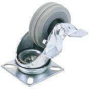 50mm Dia. Swivel Plate Fi x ing Rubber Castor with Brake – S.W.L 50Kg image