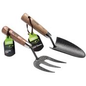 Carbon Steel Heavy Duty Hand Fork and Trowel Set with Ash Handles (2 Piece) image