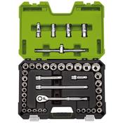 DRAPER EXPERT MM/AF COMBINED SOCKET SET, 1/2″ SQ. DR., GREEN (41 PIECE) image