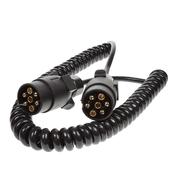 Maypole 2×7 Pin Plugs Curly Cord Extension Lead 2.5m image