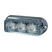 High Intensity 3 White LED Warning Light – Horizontal, Chrome Bezel (12 flash patterns)