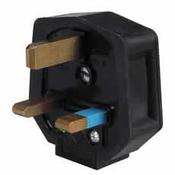 Black Rubber Plugtop with Sleeved Pins and 13A Mains Fuse