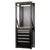 BUNKER® 13 PIECE MODULAR STORAGE COMBO 2 TIER RACKING WITH HARDWOOD SHELVING, PEGBOARD AND FLOOR CABINET, 750 MM