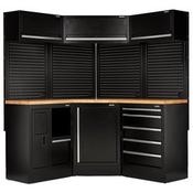 BUNKER® 18 PIECE MODULAR STORAGE CORNER COMBO WITH HARDWOOD WORKTOP, 3454 MM