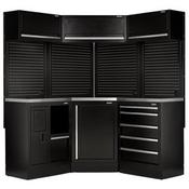 BUNKER® 18 PIECE MODULAR STORAGE CORNER COMBO WITH STAINLESS STEEL WORKTOP, 3454 MM