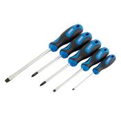 Soft Grip Screwdriver Set, 3 x Plain Slot, 1 x Cross Slot, 1 x PZ TYPE (5 Piece) image