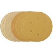 Gold Sanding Discs with Hook &amp; Loop, 150mm, Assorted Grit – 120G, 180G, 240G, 320G, 400G (Pack of 10) image