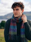 Irish Wool Scarf Short Teal Red Purple Check image